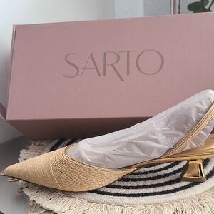 Franco Sarto Beige Slingback Heels